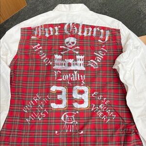 Ralph Lauren skull & crossbones for glory plaid button down long sleeve shirt